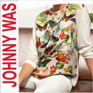 Johnny Was Silk & Cashmere Butterflies Sweater M